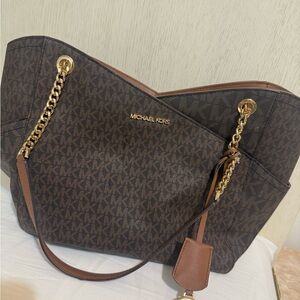 Michael Kors Dark Brown Tote with Gold Accents